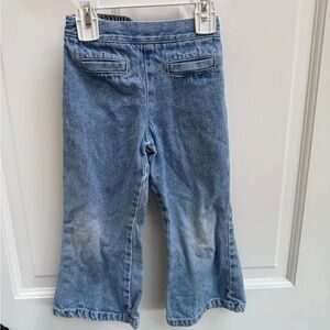 KRU 3T Girls Blue Flared Jeans with Front Pocket and Stretch Elastic Waist